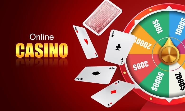 Orden online casino med spelkort och ett lyckohjul